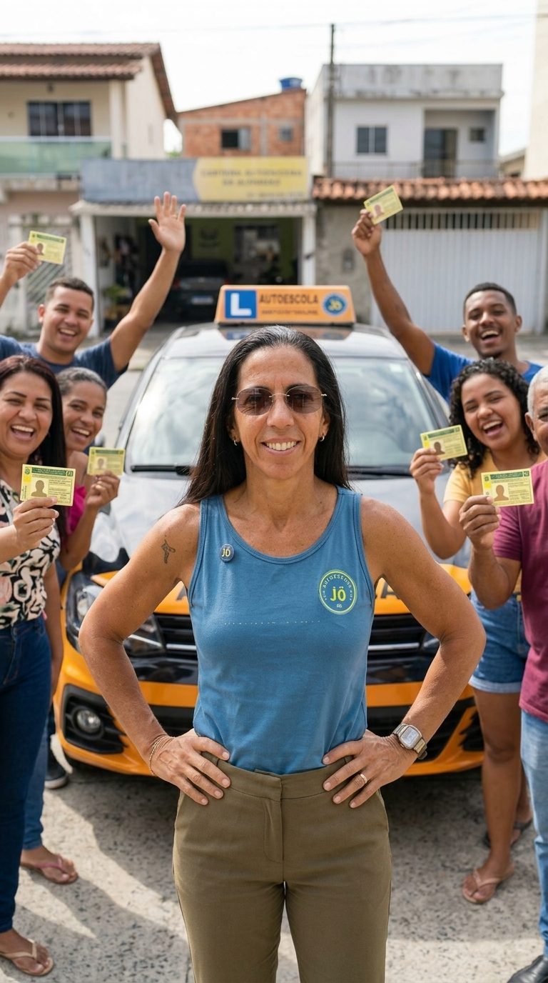 Carla Margareth com sua turma de alunos aprovados